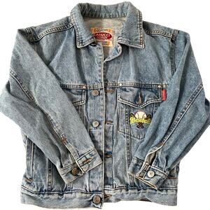 Vintage Casucci Junior Denim Jacket - Baseball Theme - Size 14/16